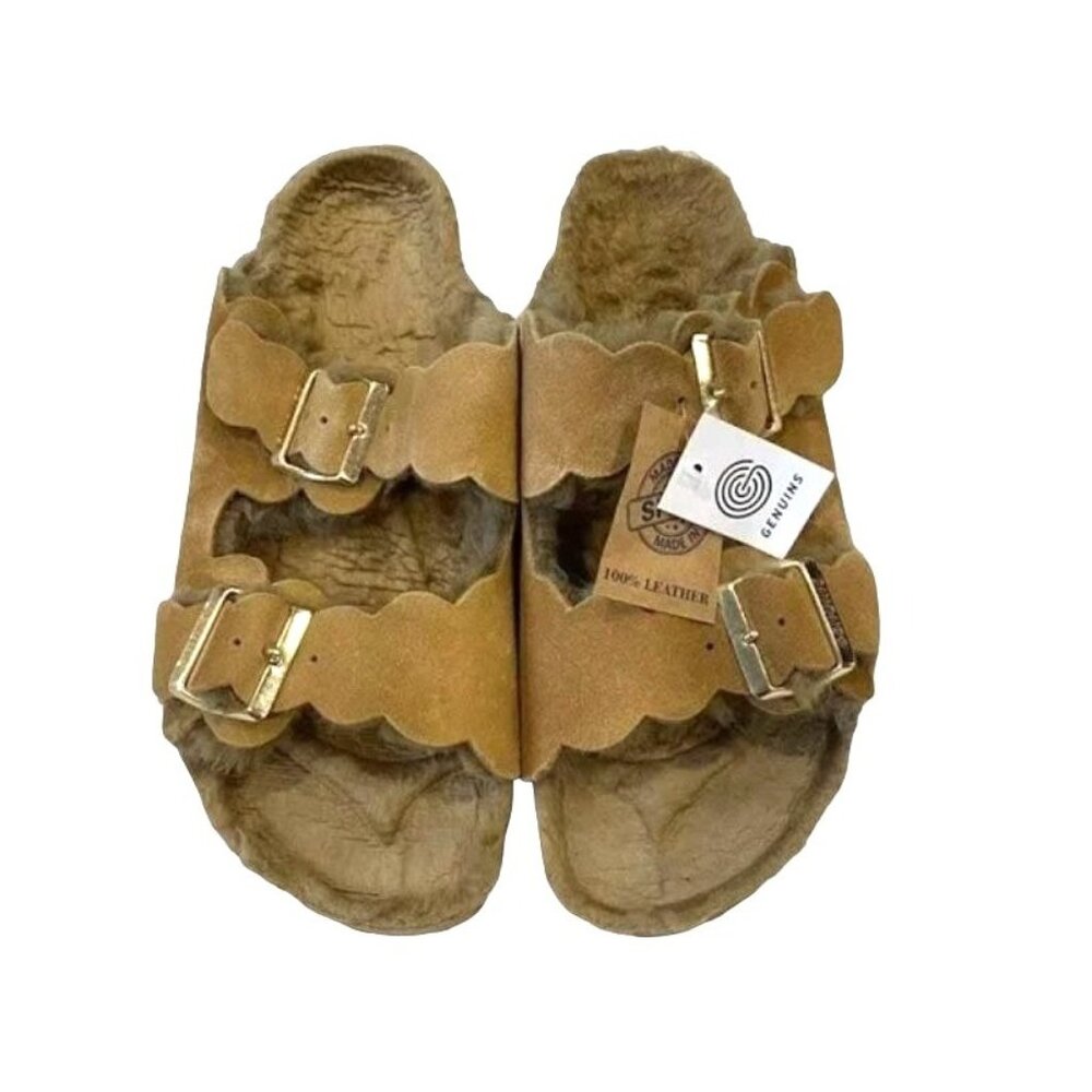 Genuins Faux Fur & Leather Suede Women’s Sandals Size: 9 US/40 EUR